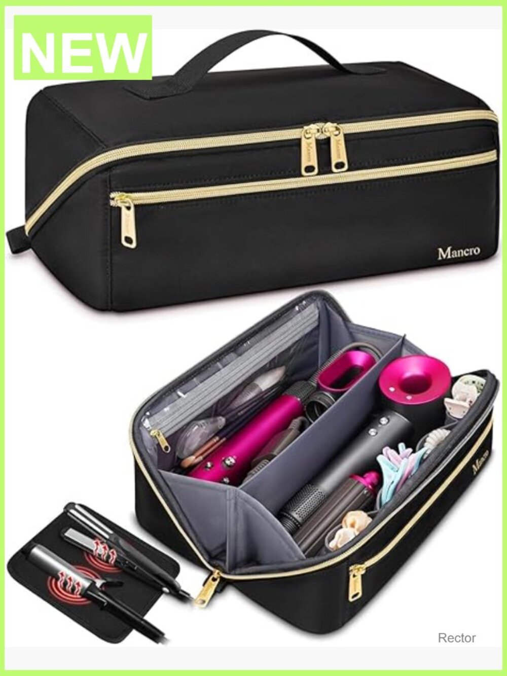 Large Hair Tools Travel Bag with Heat Resistant Mat